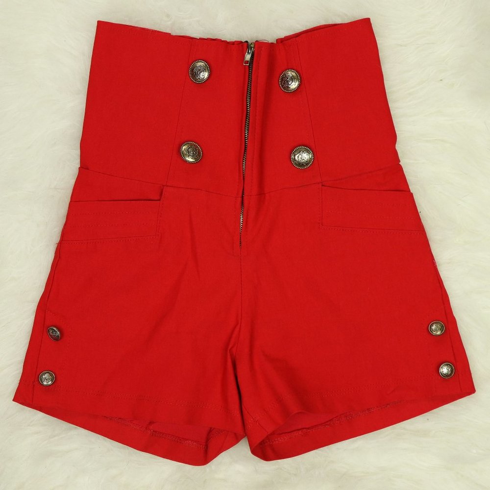Pin-up Style Red High Waisted Shorts